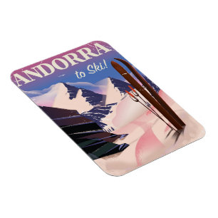 Andorra vintage Ski poster Magnet
