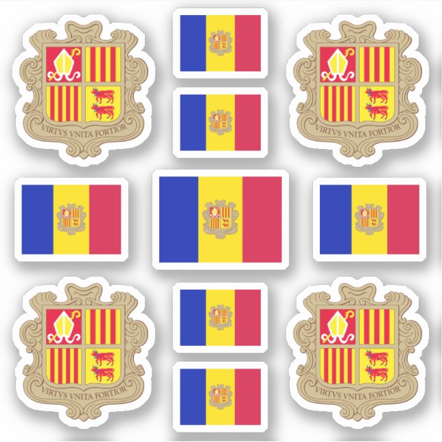 Andorran state symbols / coat of arms and flag (Front)
