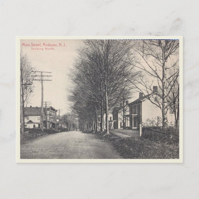 Andover NJ, Main Street, Vintage Style Postcard (Front)