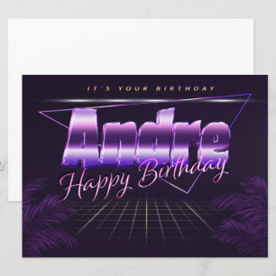 Andre Name Vorname lila retro Karte Geburtstag Card
