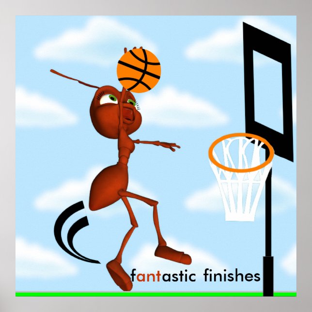 Andre The Ant Basketball Slam Dunk Poster (Front)
