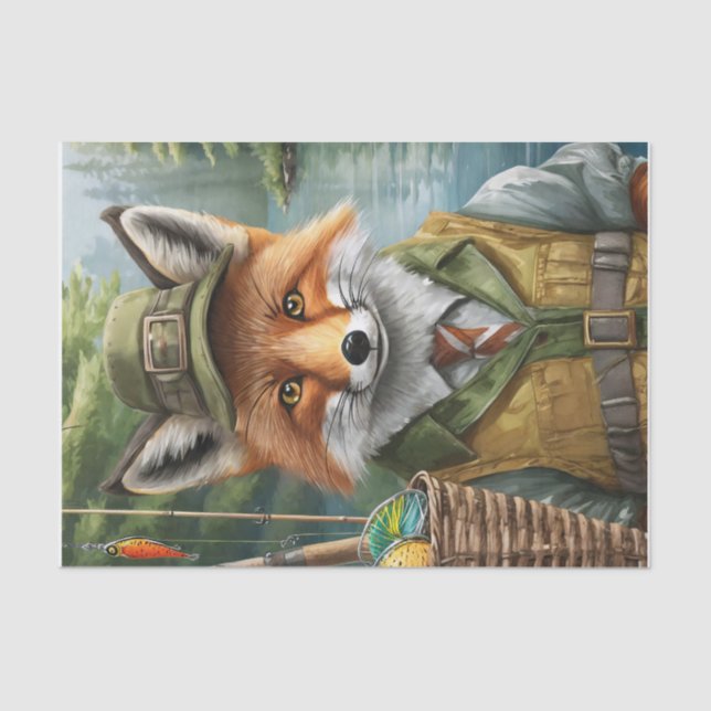 Andre the Fishing Fox, Outdorrsman, Sportsman Tissue Paper (Front)
