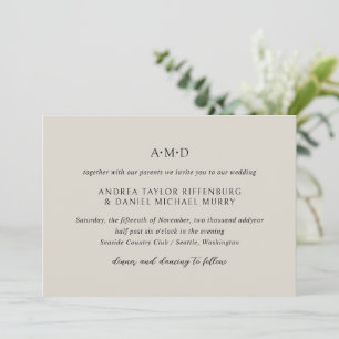 Andrea Beige Elegant Wedding Invitation