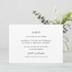 Andrea Black White Elegant Wedding Save The Date