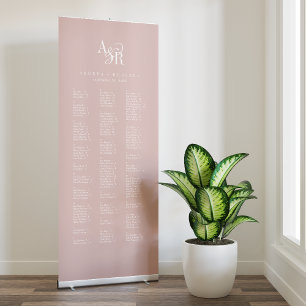 ANDREA Blush Pink Modern Wedding Seating Chart Retractable Banner