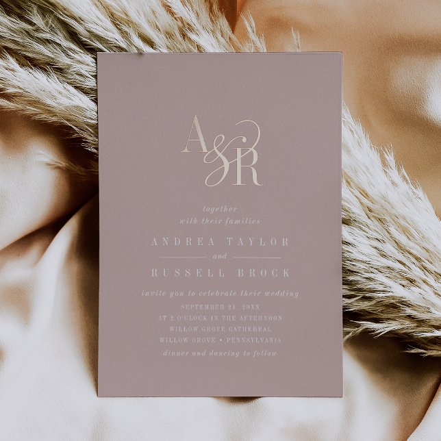ANDREA Blush Pink Rose Gold Foil Elegant Wedding (ANDREA Blush Pink Rose Gold Foil Elegant Wedding Foil Invitation)
