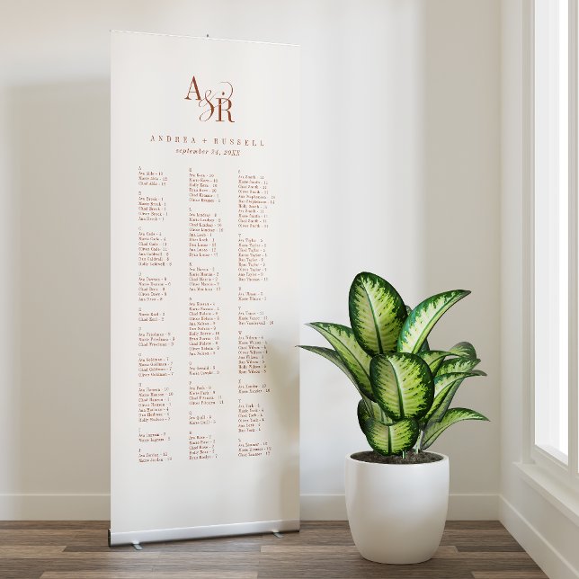 ANDREA Boho Cream Modern Wedding Seating Chart Retractable Banner (ANDREA Boho Cream Modern Wedding Seating Chart Retractable Banner)
