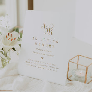 ANDREA Boho Gold In Loving Memory Wedding Memorial Pedestal Sign
