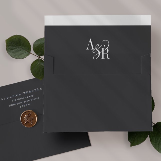 ANDREA Bold Dark Grey Wedding Invitation Envelopes (ANDREA Bold Dark Gray Wedding Invitation Envelopes)