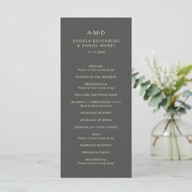 Andrea Brown Elegant Wedding Programme (Standing Front)