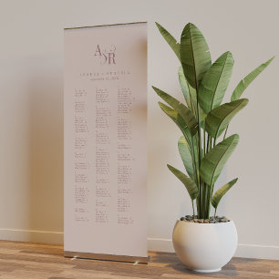 ANDREA Burgundy Blush Modern Wedding Seating Chart Retractable Banner