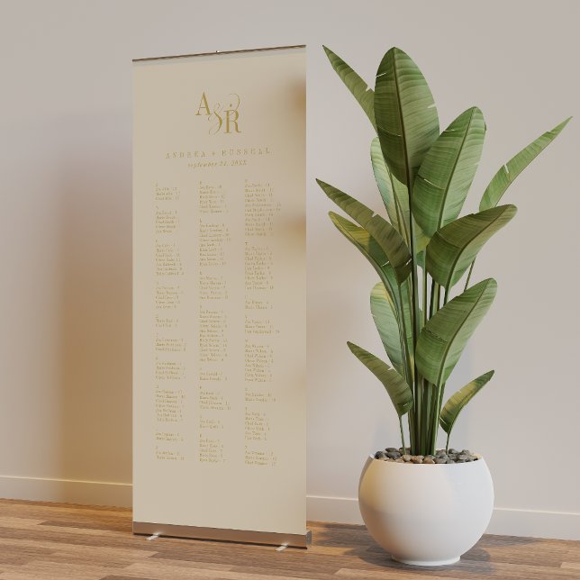 ANDREA Butter Yellow Modern Wedding Seating Chart Retractable Banner (ANDREA Butter Yellow Modern Wedding Seating Chart Retractable Banner)