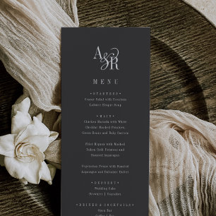 ANDREA Classic Gray Dark Academia Monogram Wedding Menu