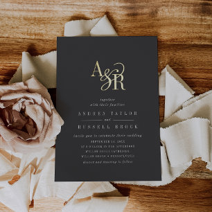 ANDREA Dark Gray White Gold Elegant Luxury Wedding