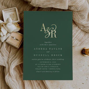 ANDREA Dark Green Gold Foil Formal Elegant Wedding