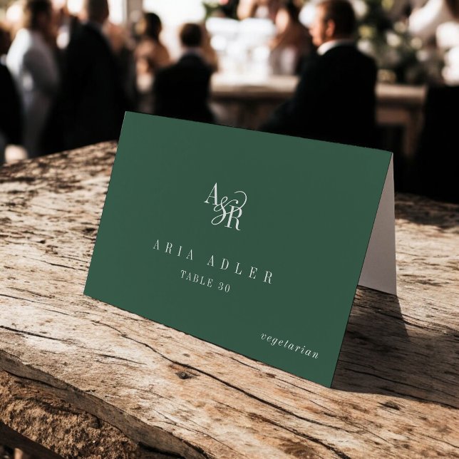 ANDREA Dark Green Minimal Wedding Place Cards (ANDREA Dark Green Minimal Wedding Place Cards)