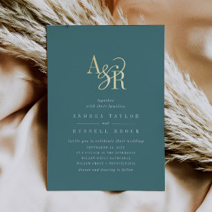 ANDREA Dark Teal Gold Foil Formal Elegant Wedding
