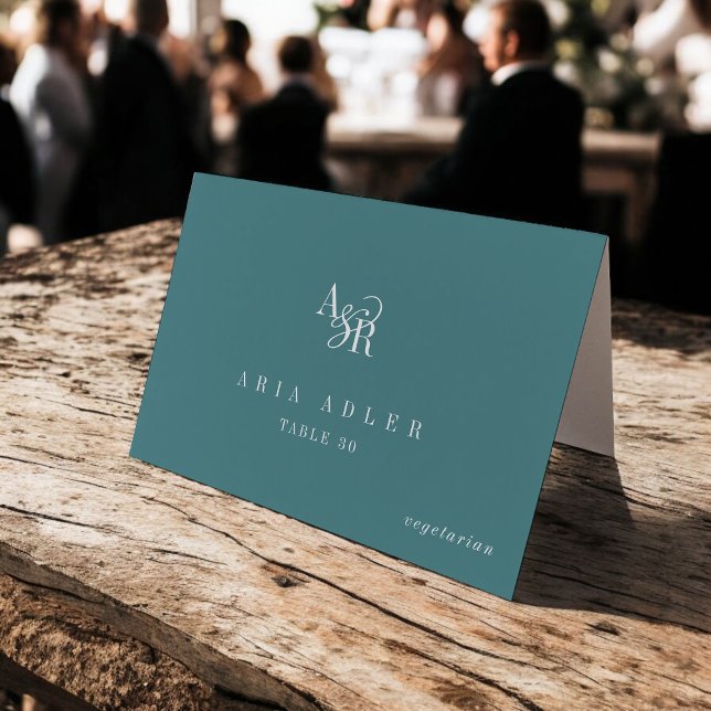 ANDREA Dark Teal Minimal Wedding Place Cards (ANDREA Dark Teal Minimal Wedding Place Cards)