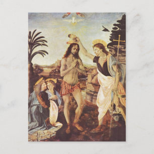 Andrea del Verrocchio Die Taufe Christi um 1472-14 Postcard