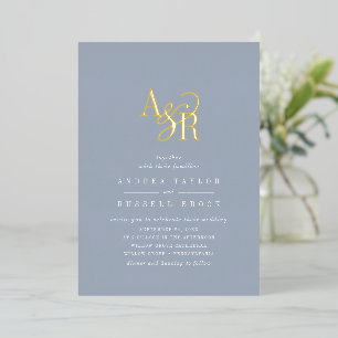 ANDREA Dusty Blue Gold Foil Formal Elegant Wedding