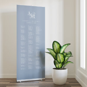 ANDREA Dusty Blue Modern Wedding Seating Chart Retractable Banner