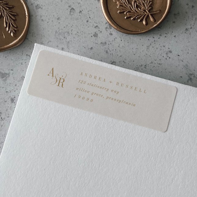 ANDREA Formal Gold Cream Return Address Labels (ANDREA Formal Gold Cream Return Address Labels)