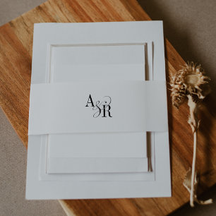 ANDREA Formal Minimal White Black Elegant Wedding Invitation Belly Band