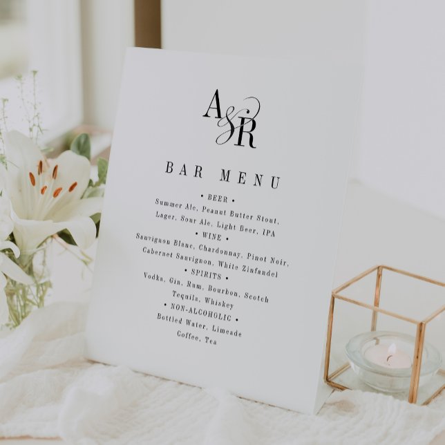 ANDREA Formal Simple Elegant Wedding Bar Menu Sign (ANDREA Formal Simple Elegant Wedding Bar Menu Sign)