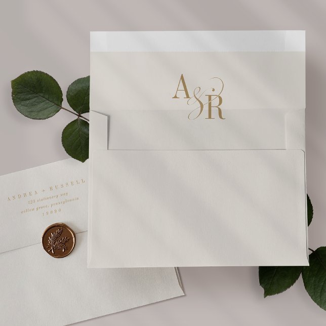ANDREA Gold Cream Wedding Invitation Envelopes (ANDREA Gold Cream Wedding Invitation Envelopes)