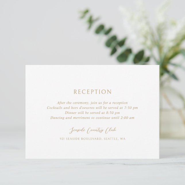 Andrea Gold Elegant Wedding Enclosure Card (Standing Front)