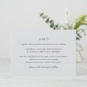 Andrea Grey Elegant Wedding Invitation