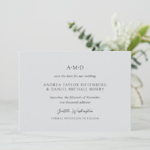 Andrea Grey Elegant Wedding Save The Date