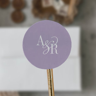 ANDREA Lavender Modern Simple Wedding Monogram Classic Round Sticker