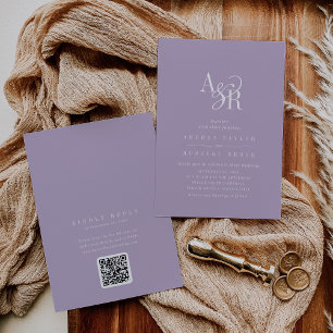 ANDREA Lavender QR Code Classic Elegant Wedding Invitation