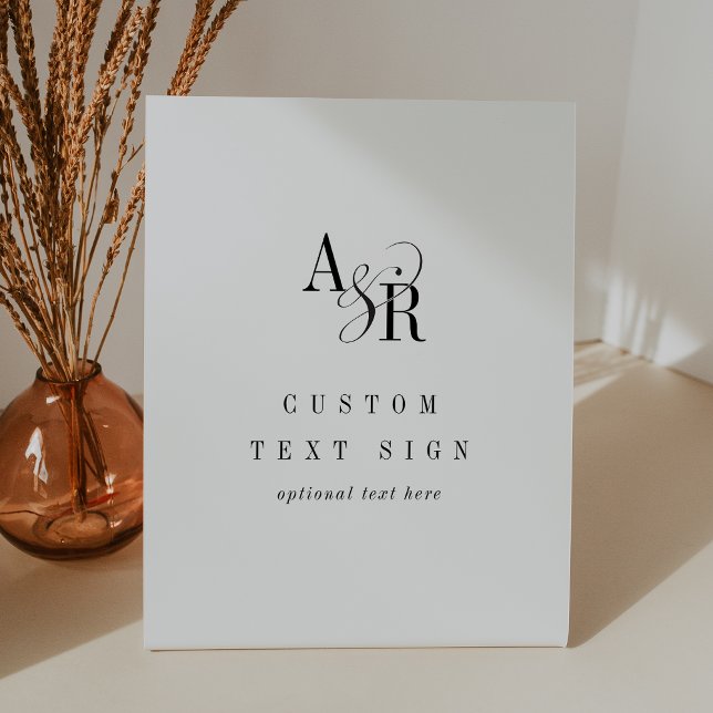 ANDREA Minimal White Black Formal Custom Wedding Pedestal Sign (ANDREA Minimal White Black Formal Custom Wedding Pedestal Sign)