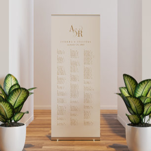 ANDREA Minimalist Gold Cream Wedding Seating Chart Retractable Banner