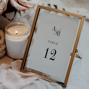 ANDREA Mongram White Black Wedding Table Numbers