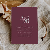 ANDREA Monogram Simple Burgundy Minimal Wedding