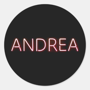 Andrea Name in Glowing Neon Lights Classic Round Sticker