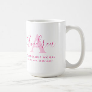 Andrea name meaning and monogram pink text coffee mug