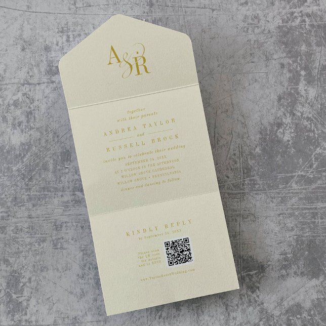 ANDREA QR Code Butter Yellow Simple Wedding All In One Invitation (ANDREA QR Code Butter Yellow Simple Wedding All In One Invitation)