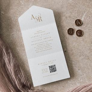 ANDREA QR Code Elegant Formal Gold Classic Wedding All In One Invitation