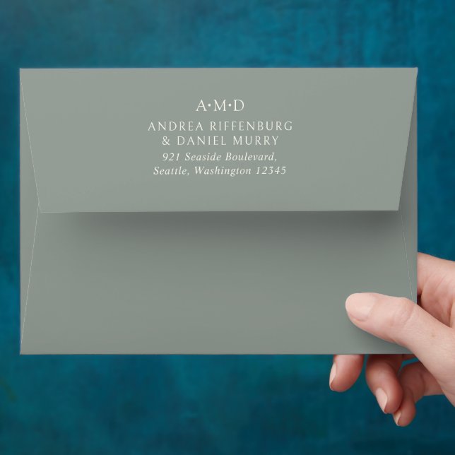Andrea Sage Green Elegant Wedding Envelope (Hand)