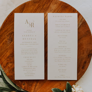 ANDREA Simple Boho Gold Cream Minimalist Wedding Programme