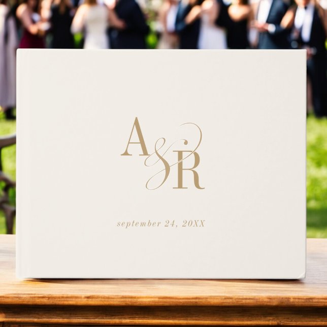 ANDREA Simple Minimalist Gold Cream Formal Wedding Guest Book (ANDREA Simple Minimalist Gold Cream Formal Wedding Guest Book)