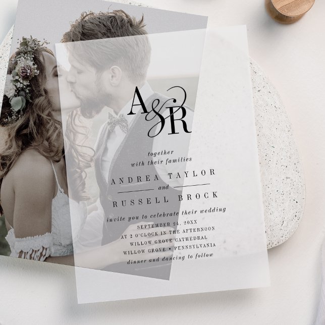 ANDREA Simple Modern Minimalist Classic Wedding Vellum Invitations (ANDREA Simple Modern Minimalist Classic Wedding Vellum Invitations)