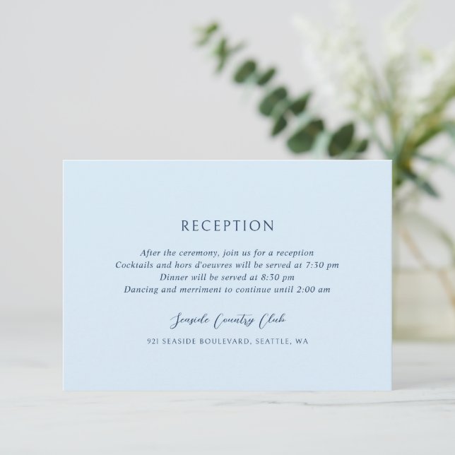 Andrea Sky Blue Elegant Wedding Enclosure Card (Standing Front)