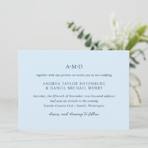 Andrea Sky Blue Elegant Wedding Invitation