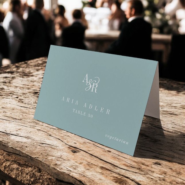 ANDREA Teal Blue Minimal Wedding Place Cards (ANDREA Teal Blue Minimal Wedding Place Cards)