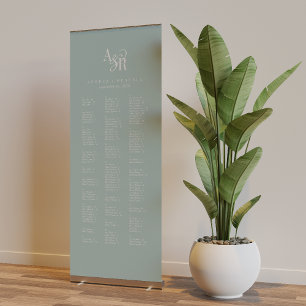 ANDREA Teal Blue Modern Wedding Seating Chart Retractable Banner
